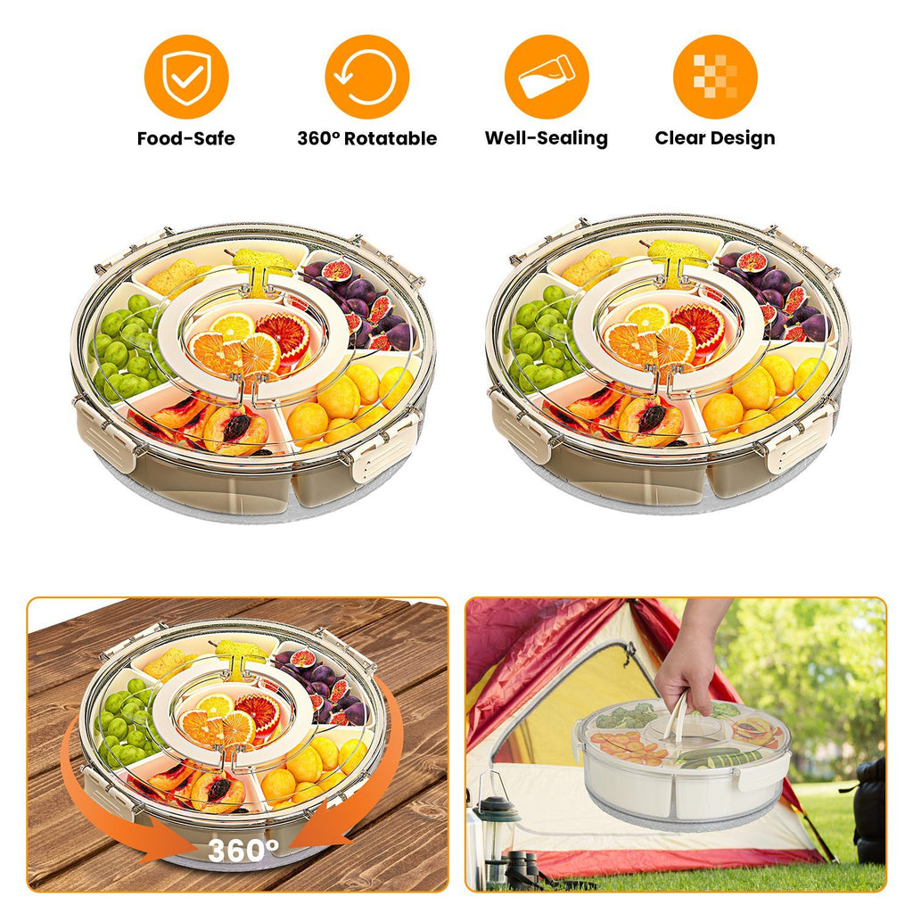 2Pcs Divided Serving Tray With Lid And Handle