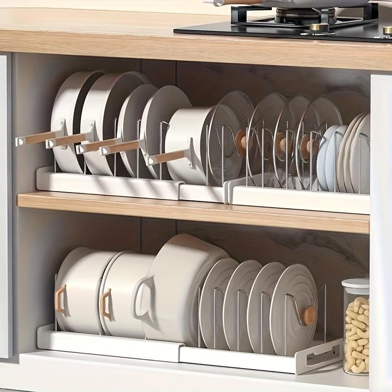 A Retractable Kitchen Storage Rack With Pot Rack