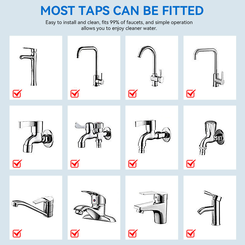 3Pack Universal 360 Degrees  Rotating Faucet Water Filter Kit With 6 Replacement Filter For Kitchen & Bathroom Sink