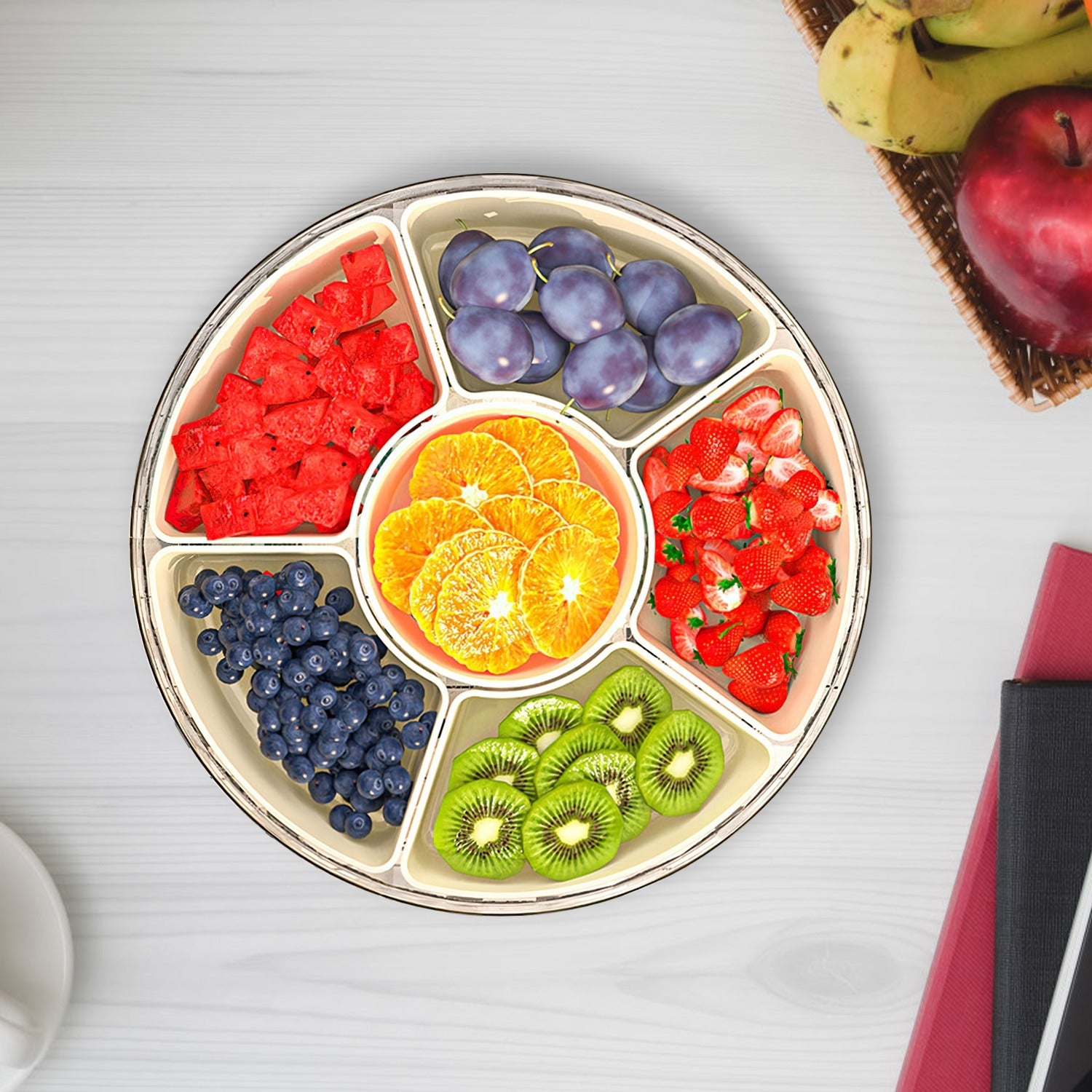 2Pcs Divided Serving Tray With Lid And Handle