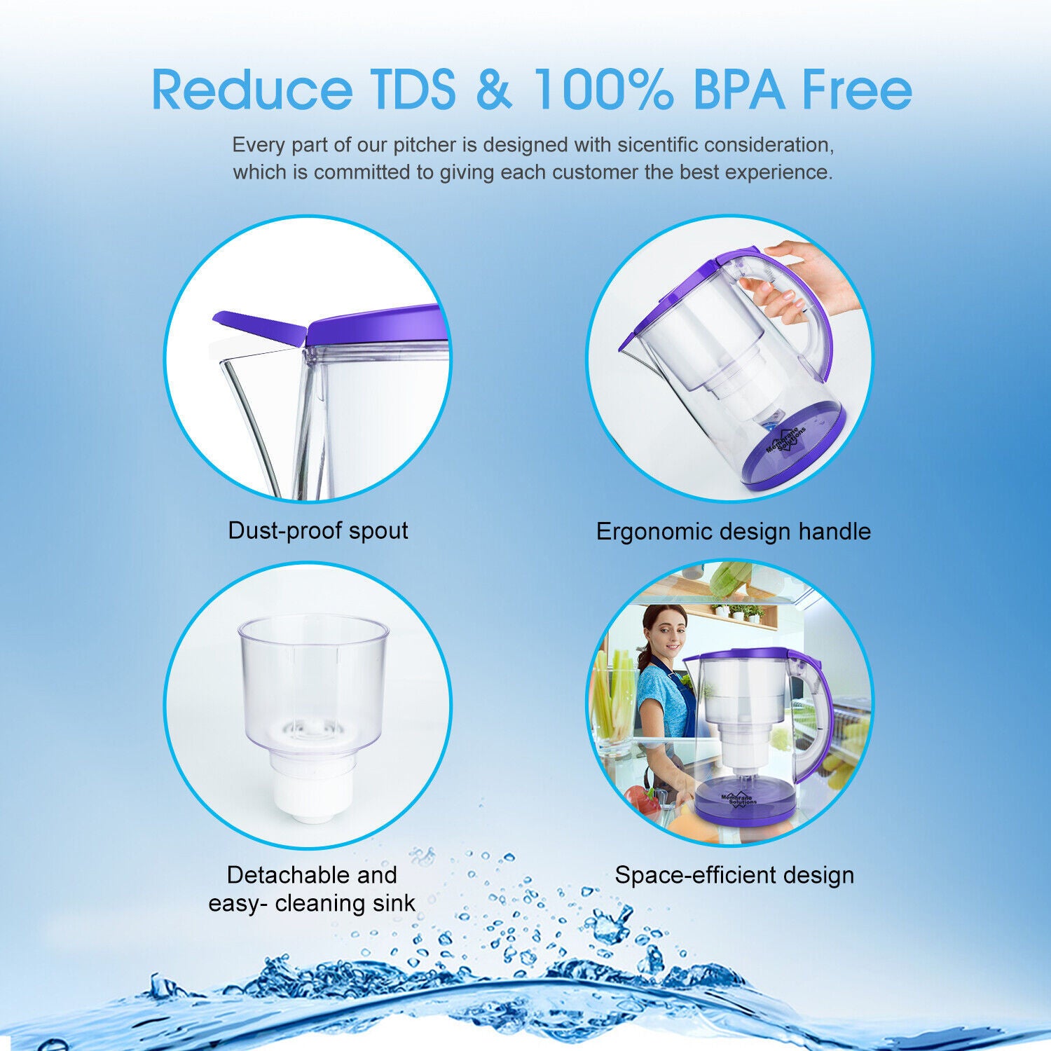 Simpure 3.5L Water Filter Pitcher Jug Hard Water Better Drinking Filtration